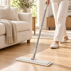Hunitere Light Gray Flat Mop with Slim Handle and Wide Cleaning Pad