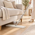 Hunitere Light Gray Flat Mop with Slim Handle and Wide Cleaning Pad