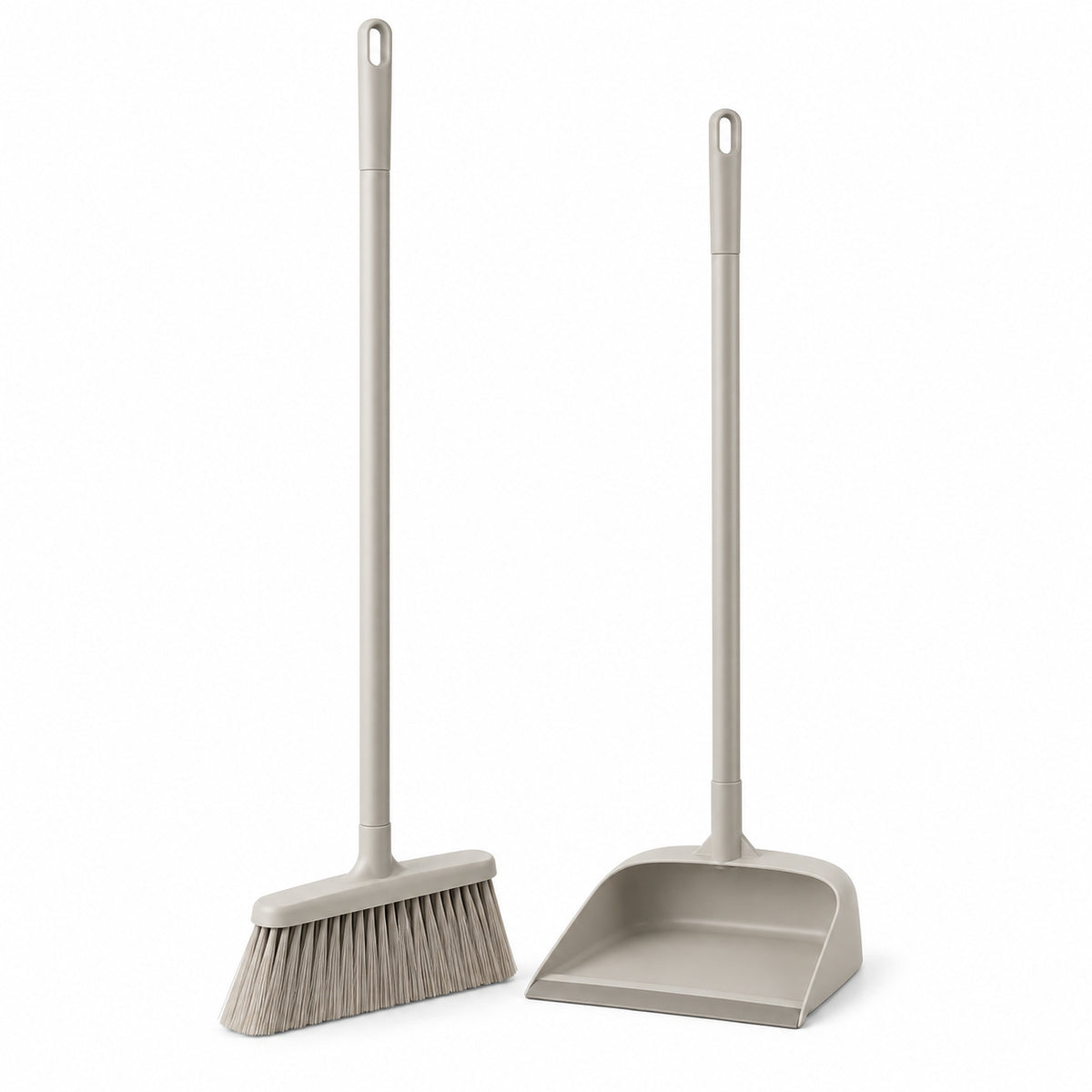 Hunitere Light Gray Broom and Dustpan Set with Long Handles