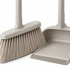 Hunitere Light Gray Broom and Dustpan Set with Long Handles