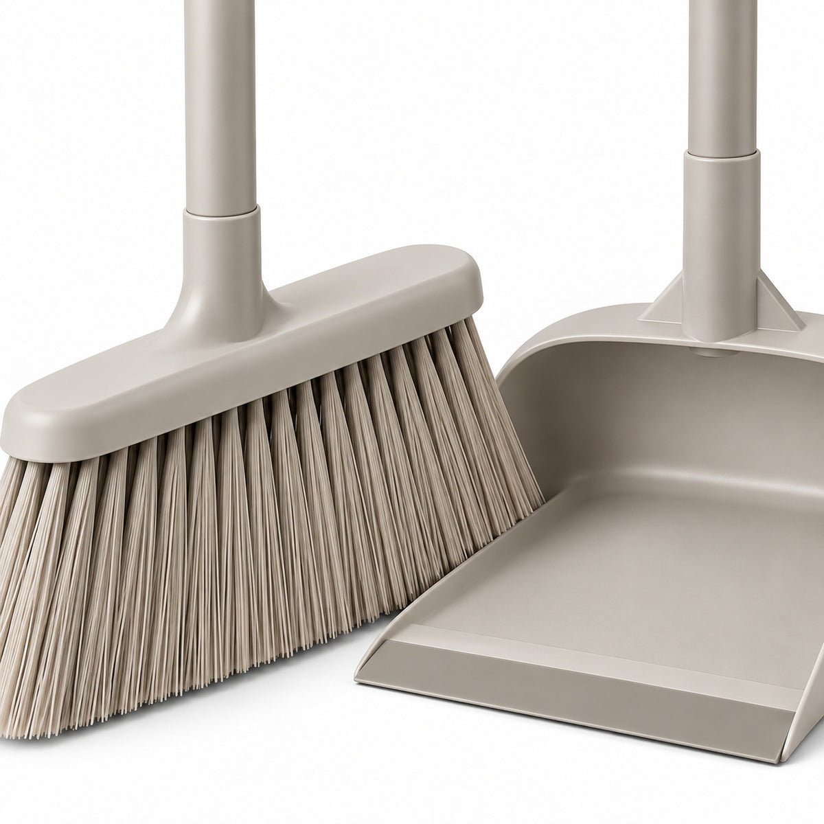 Hunitere Light Gray Broom and Dustpan Set with Long Handles