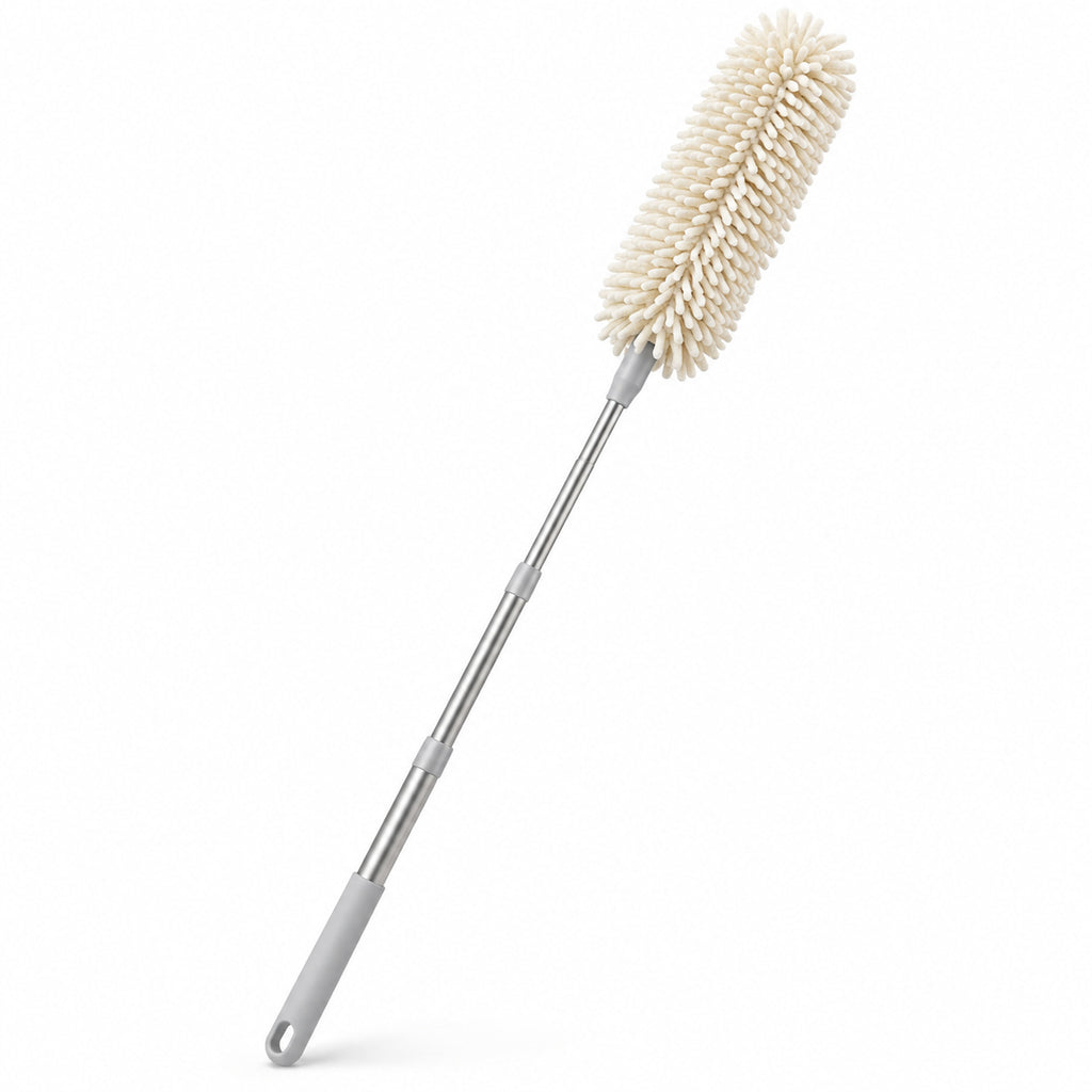 Hunitere Extendable Microfiber Duster with Slim Silver-Tone Handle