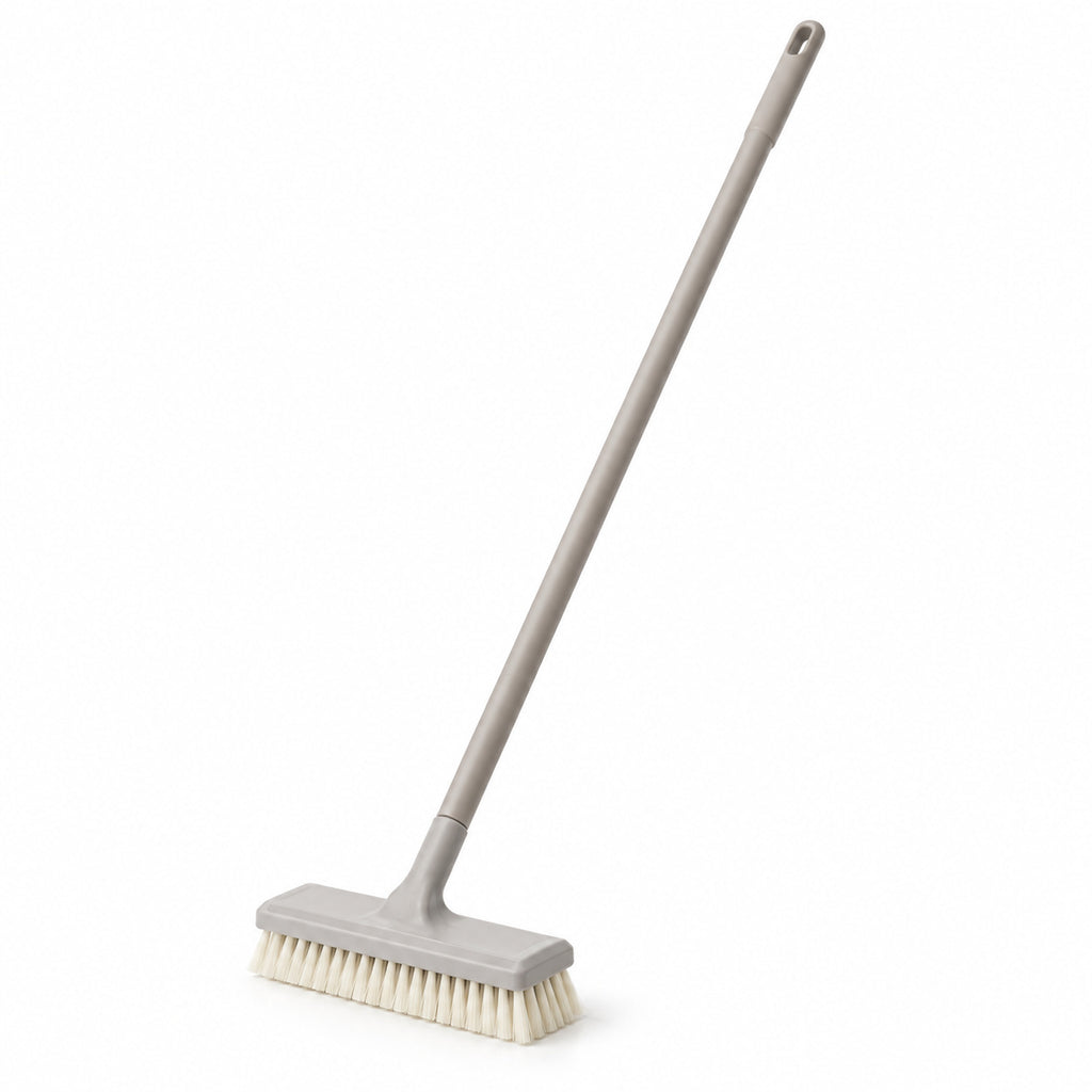 Hunitere Light Gray Floor Scrub Brush with Long Handle