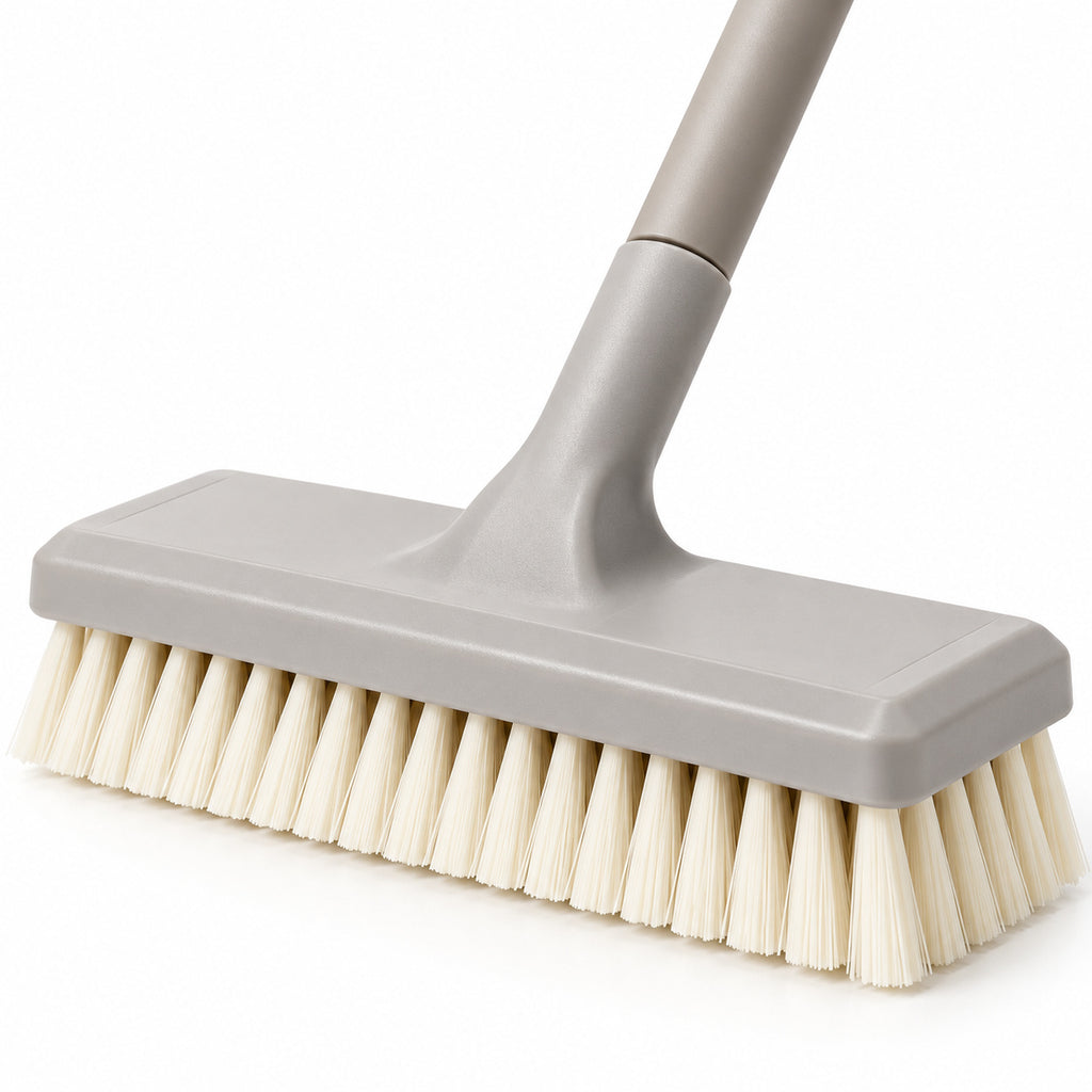 Hunitere Light Gray Floor Scrub Brush with Long Handle