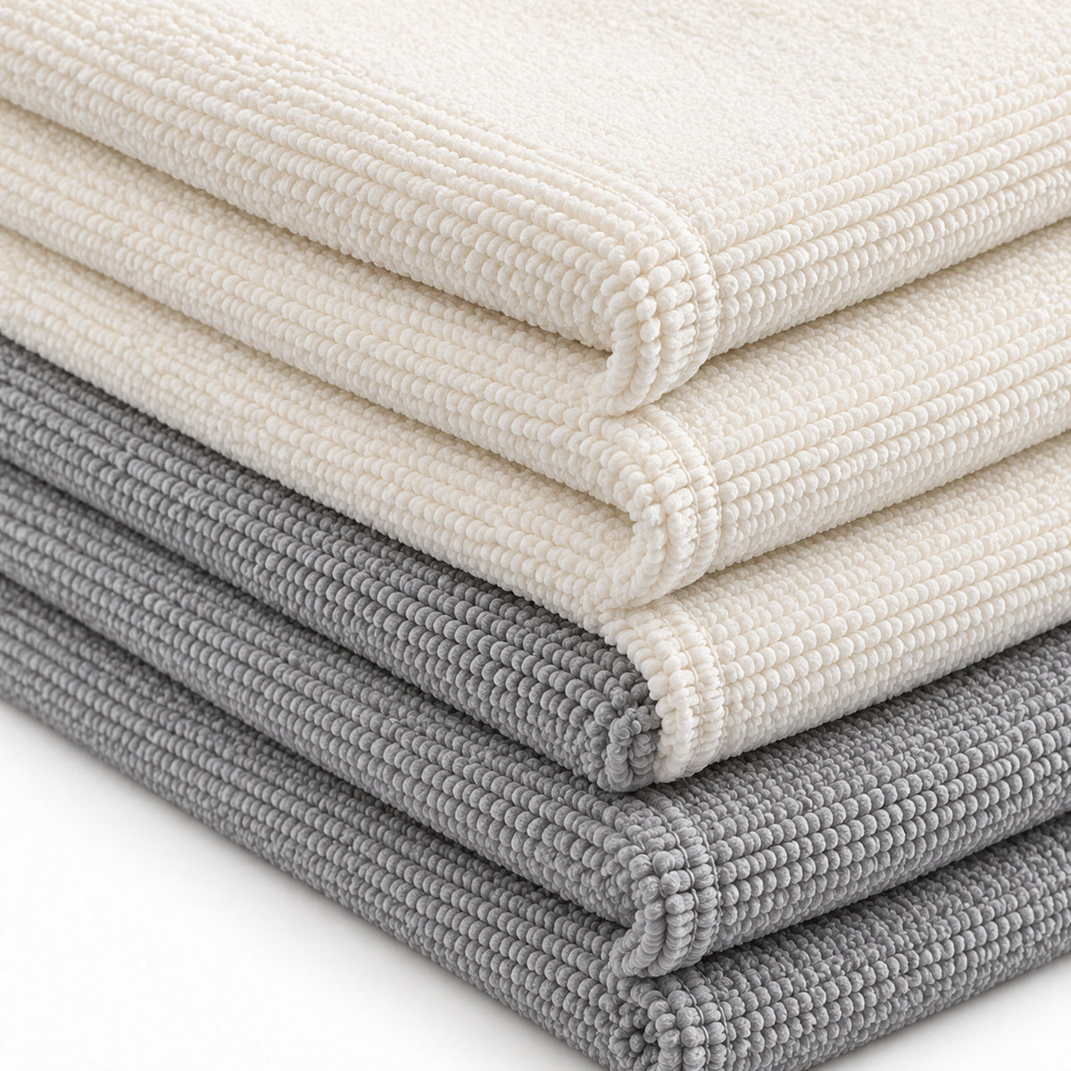 Hunitere Cream and Gray Microfiber Cleaning Cloth Set with Folded Stack Design