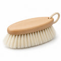 Hunitere Wood-Look Cleaning Brush with Cream Bristles and Rope Loop