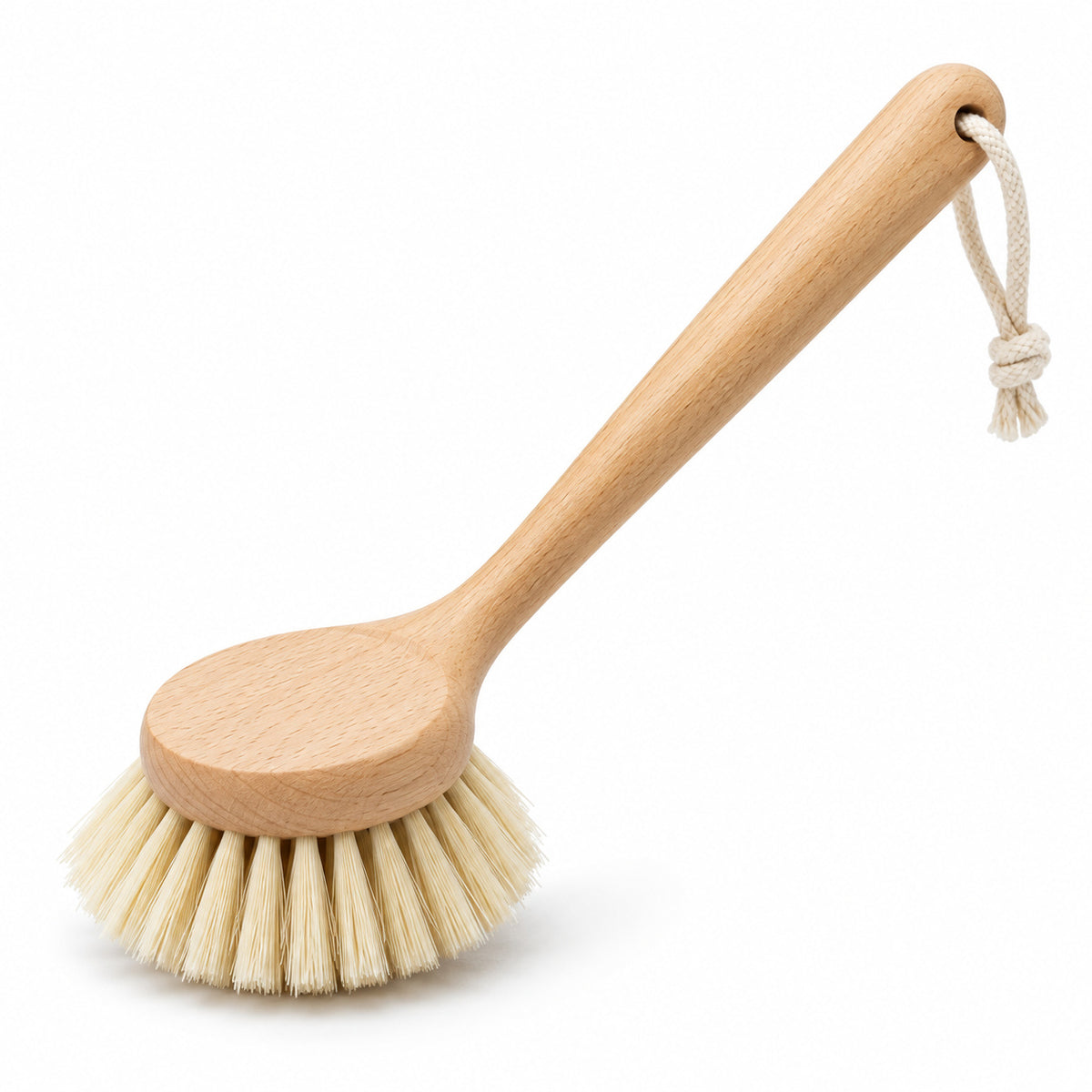 Hunitere Wood-Look Dish Brush with Round Bristle Head and Rope Loop
