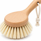 Hunitere Wood-Look Dish Brush with Round Bristle Head and Rope Loop