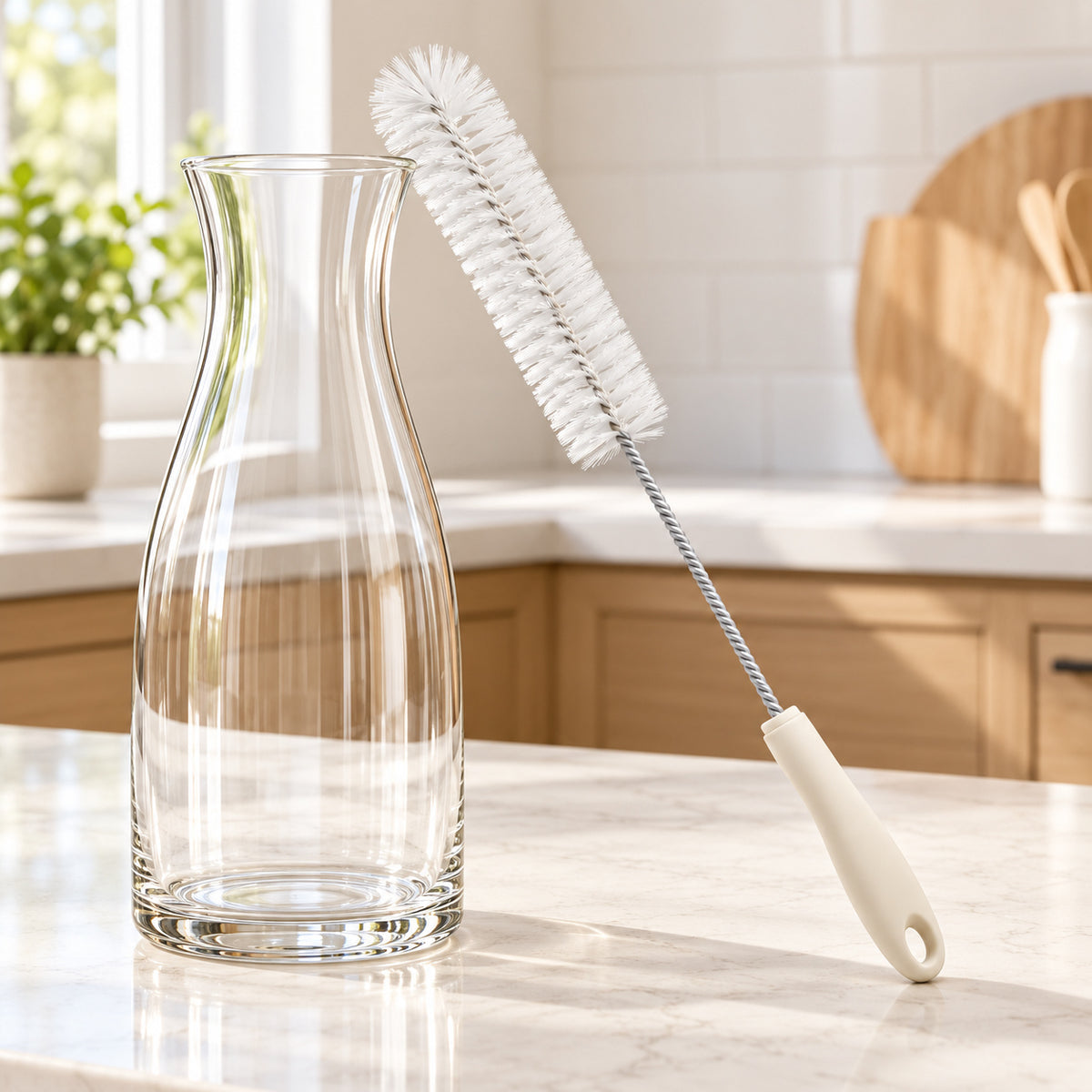 Hunitere White Bottle Cleaning Brush with Slim Handle and Hanging Hole