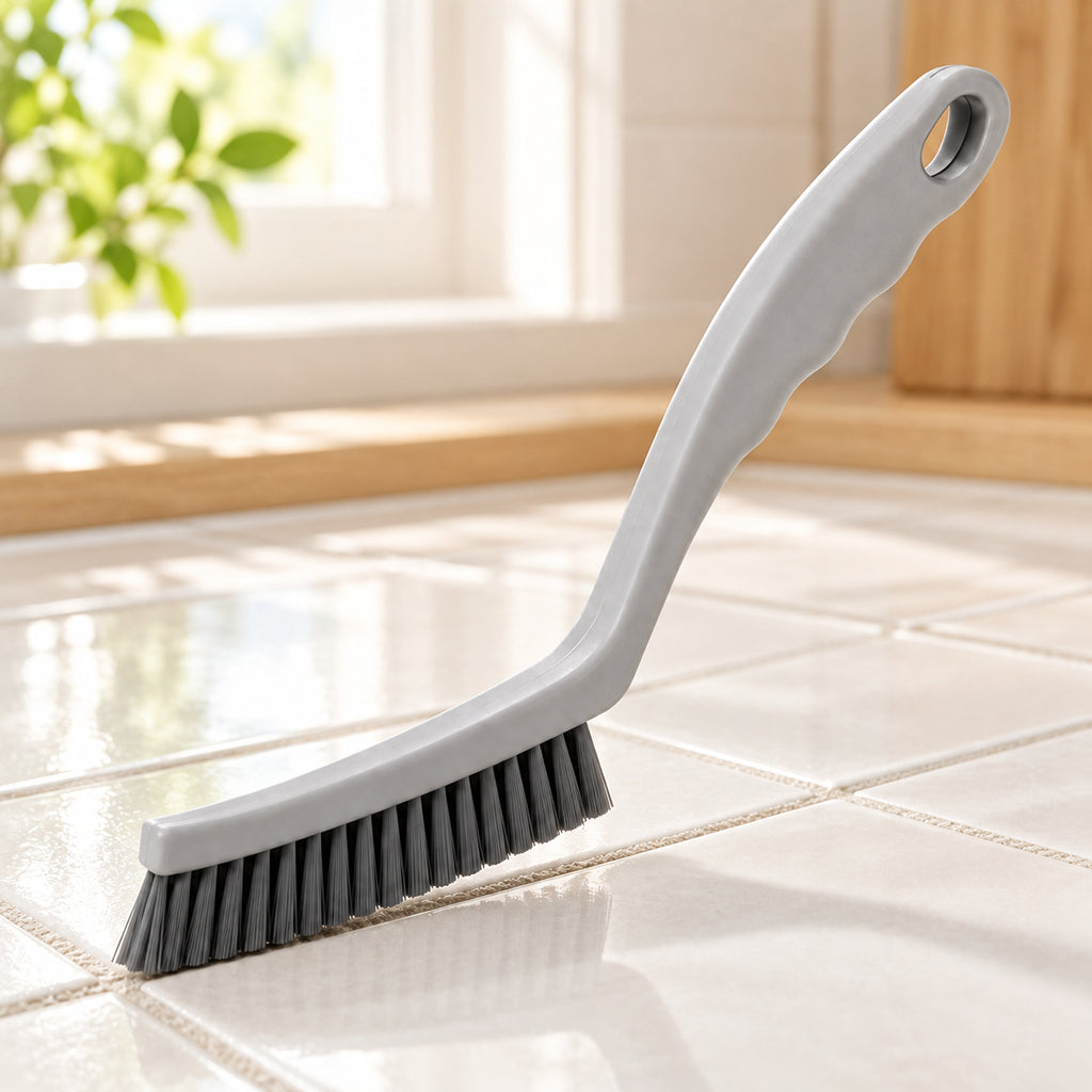 Hunitere Gray Curved Scrub Brush with Dark Bristles and Hanging Hole