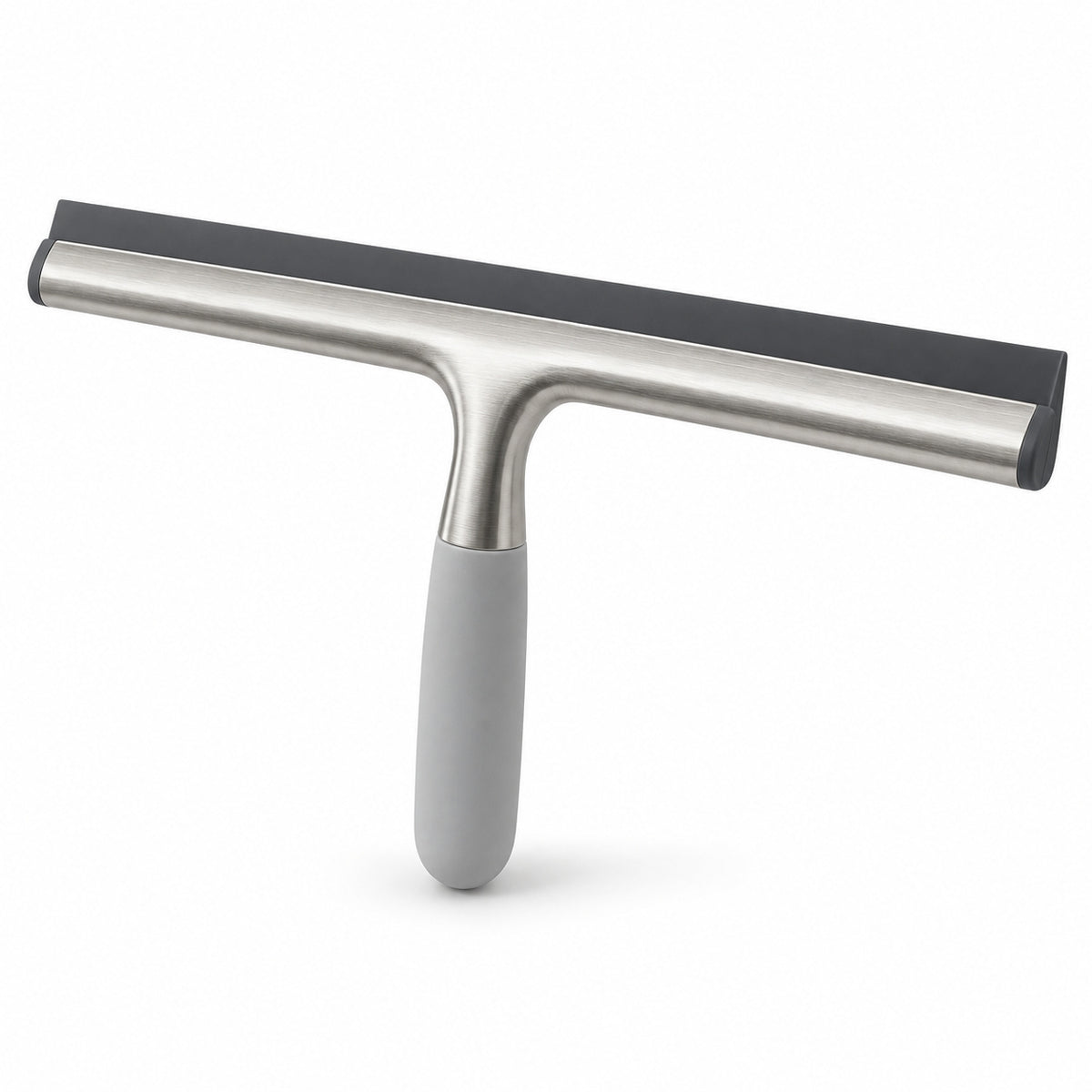 Hunitere Silver-Tone Window Squeegee with Gray Handle and Wide Blade