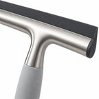 Hunitere Silver-Tone Window Squeegee with Gray Handle and Wide Blade