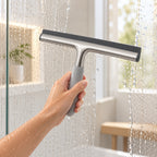 Hunitere Silver-Tone Window Squeegee with Gray Handle and Wide Blade