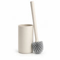 Hunitere Cream Toilet Brush Set with Gray Bristle Head and Storage Holder