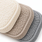 Hunitere Three-Pack Microfiber Scrub Sponge Set with Cream, Beige, and Gray Pads