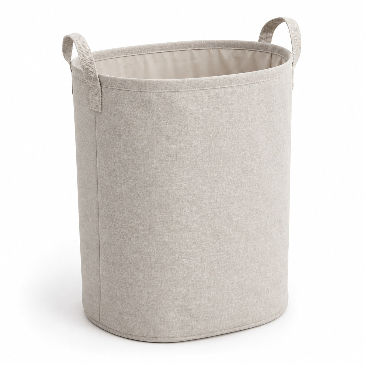 Hunitere Beige Fabric-Look Laundry Hamper with Dual Handle Straps