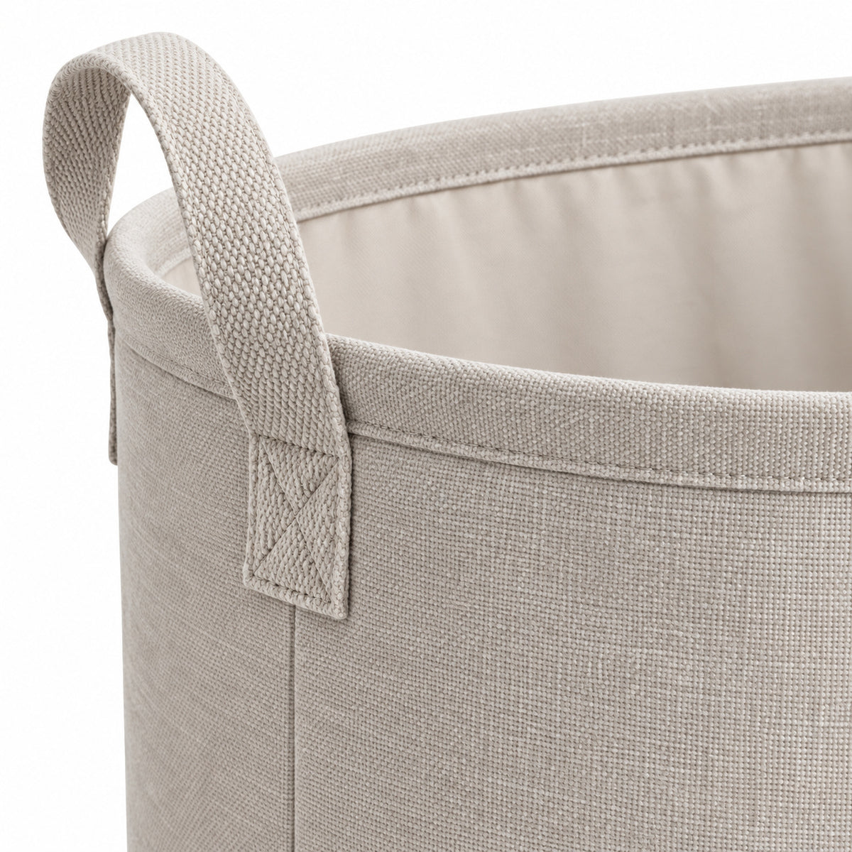 Hunitere Beige Fabric-Look Laundry Hamper with Dual Handle Straps