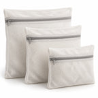 Hunitere Three-Pack White Mesh Laundry Bags with Zipper Closure
