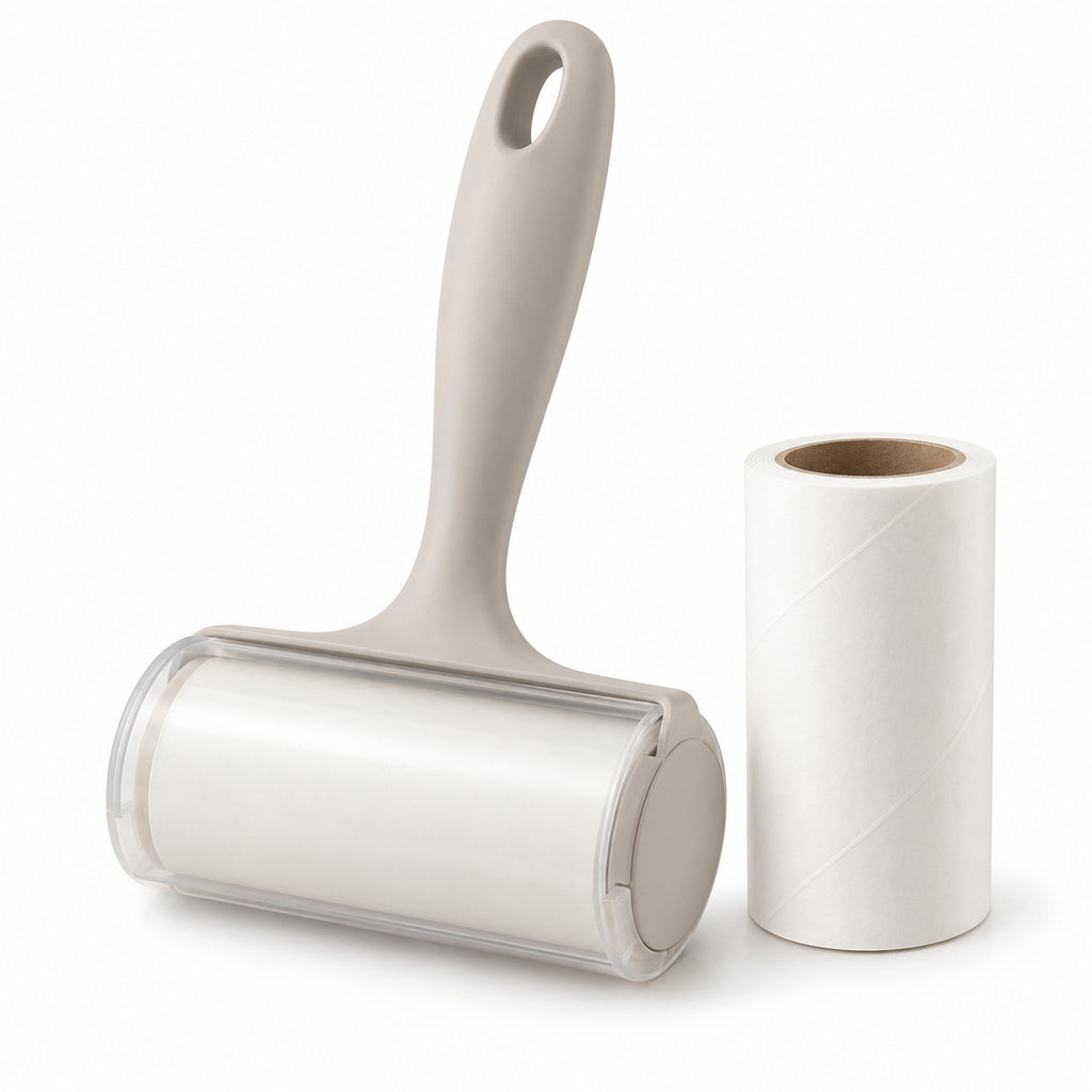 Hunitere Cream Lint Roller Set with Refill Roll and Easy-Grip Handle