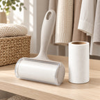 Hunitere Cream Lint Roller Set with Refill Roll and Easy-Grip Handle