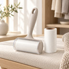 Hunitere Cream Lint Roller Set with Refill Roll and Easy-Grip Handle