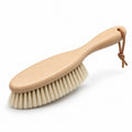 Hunitere Wood-Look Handheld Cleaning Brush with Cream Bristles and Leather-Look Loop