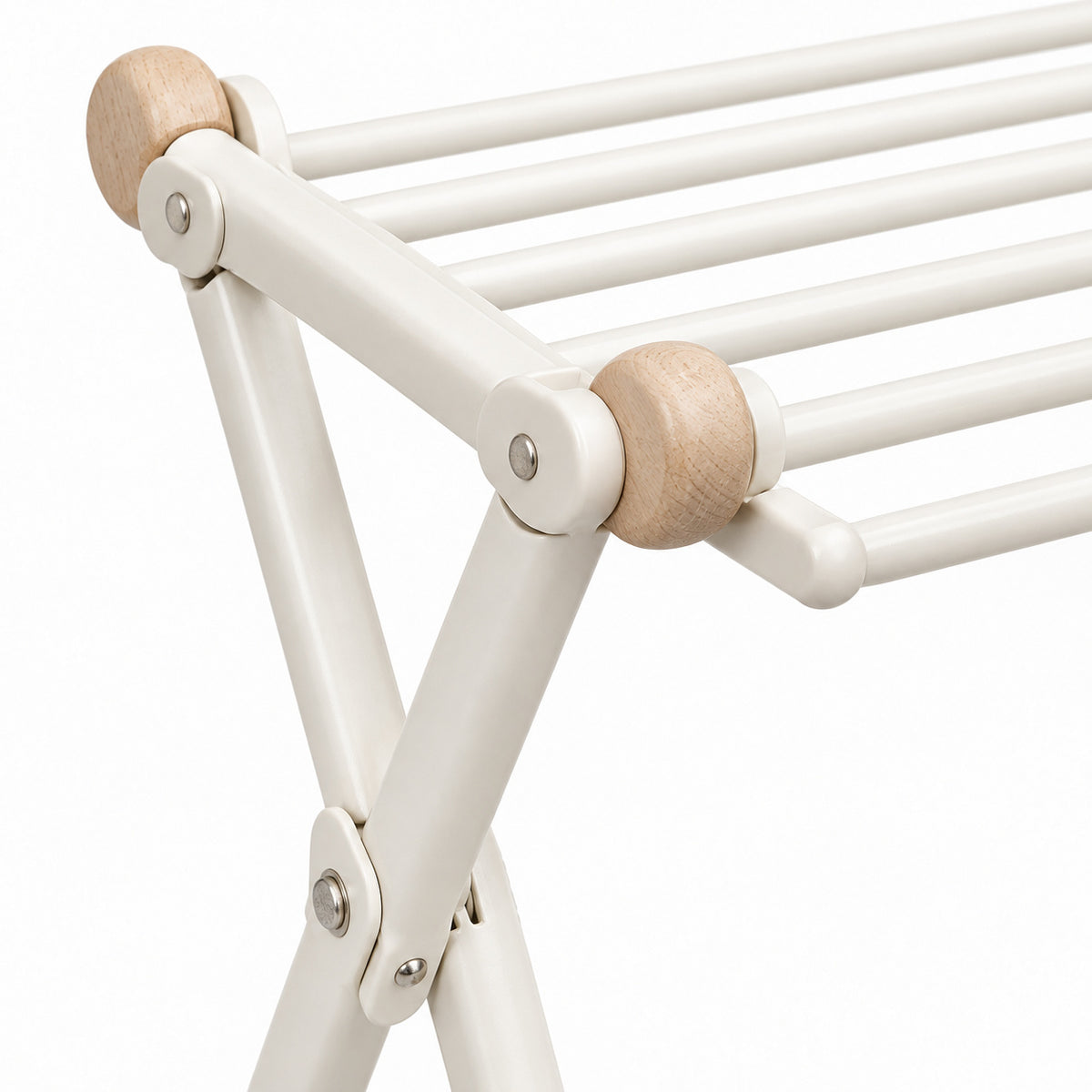 Hunitere White Two-Tier Folding Drying Rack with Wood-Look Accent Knobs