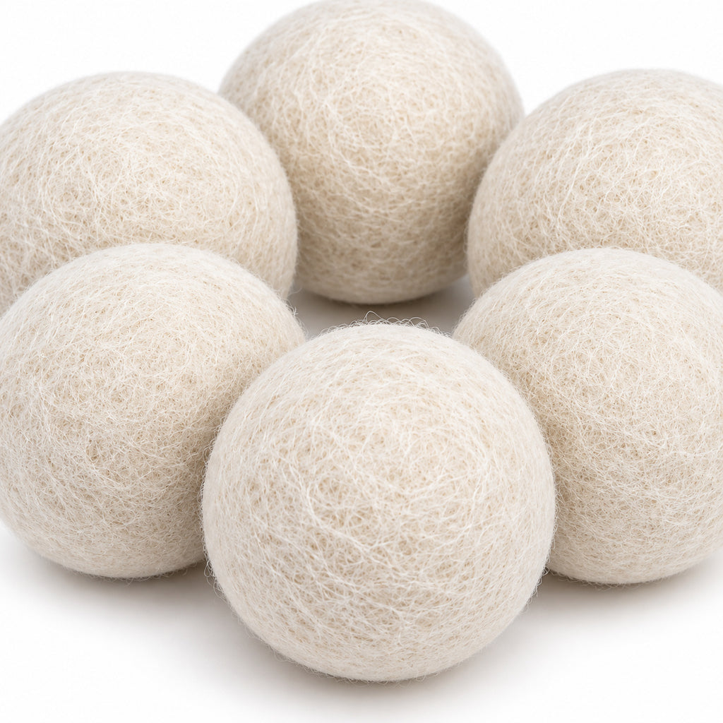 Hunitere Cream Felt-Look Laundry Ball Set with Soft Round Design
