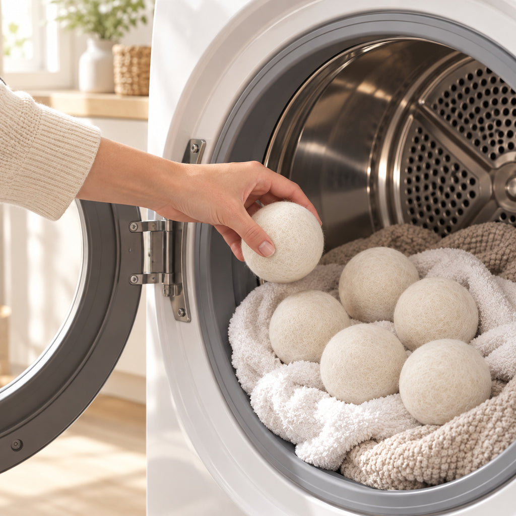 Hunitere Cream Felt-Look Laundry Ball Set with Soft Round Design
