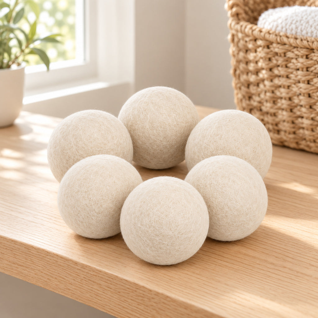 Hunitere Cream Felt-Look Laundry Ball Set with Soft Round Design