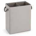 Hunitere Beige Fabric-Look Divided Laundry Hamper with Side Handles