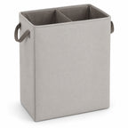Hunitere Beige Fabric-Look Divided Laundry Hamper with Side Handles