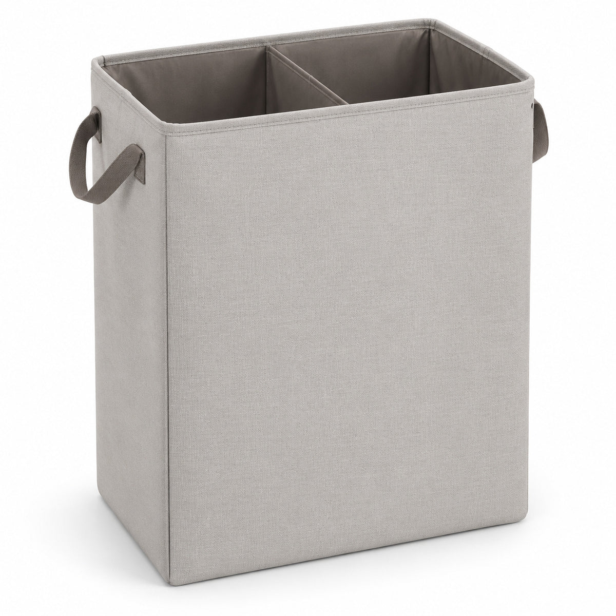 Hunitere Beige Fabric-Look Divided Laundry Hamper with Side Handles
